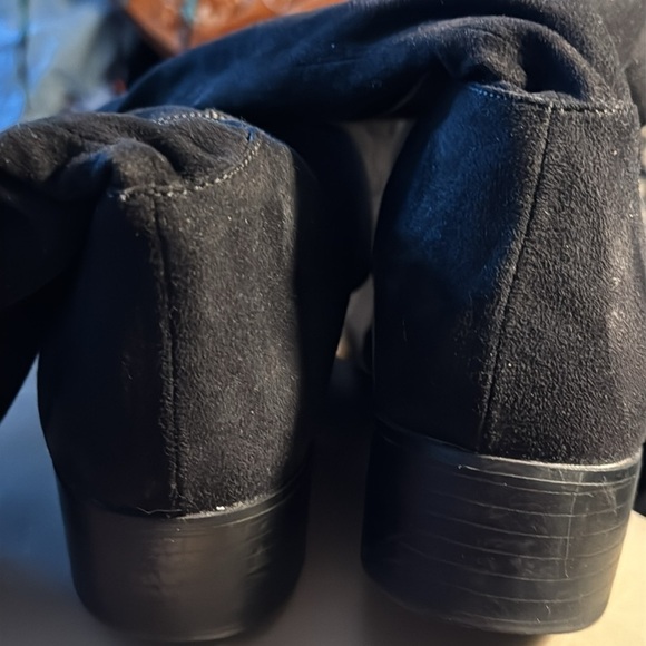H&M black faux suede knee high back lace up detail soft boots Sz 40 US 8 1/2 - Picture 6 of 9